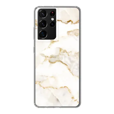 Produktbild von MuchoWow® Handyhülle Schutzhülle Hülle für Samsung Galaxy S21 Ultra Marmor - Limette - Gold - Luxus - Marmoroptik - Weiß Silikon Softcase Handy Hülle - Mobiltelefon