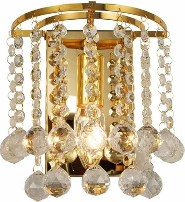 Produktbild von Dekorative Wandleuchte im Glamour-Stil, golden mit Kristallen, London Crystal, 1xE14, 40W, Modellnummer REA227701-03, Marke Reality