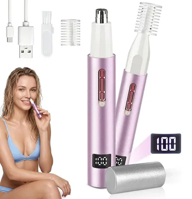 Produktbild von Elektrischer Nasenhaartrimmer für Herren, 2 in 1 Ohr- und Gesichtstrimmer mit LED Display, schmerzfrei, wiederaufladbar USB Rasierer