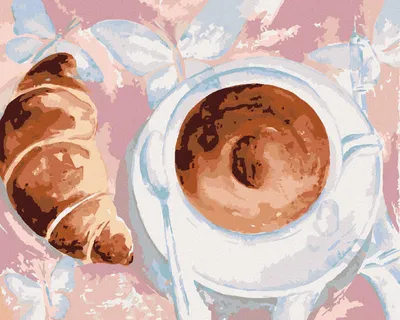 Obrázok produktu pre Zuty - Maľovanie podľa čísel - KÁVA A CROISSANT V PARÍŽI, 40x50 cm, vypnuté plátno na rám