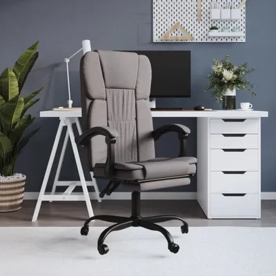 Image de The Living Store Chaise de bureau avec fonction chaise longue Taupe Tissu