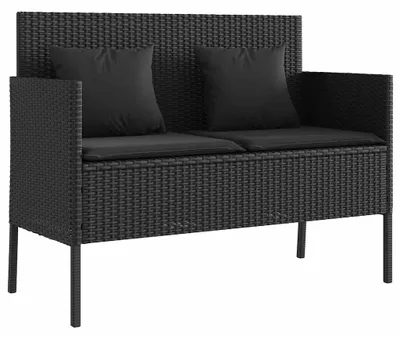 Produktbild von vidaXL Gartenbank mit Kissen Schwarz Poly Rattan