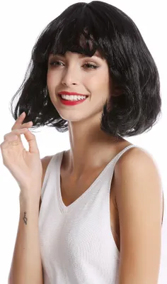Produktbild von WIG ME UP Perücke Longbob Kurz Schwarz Wellig 90793-ZA103