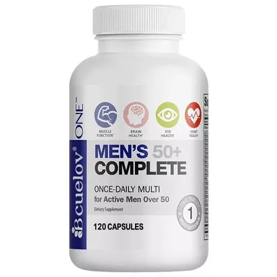 Produktbild von Men's 50+ Complete Multivitamin (120 Kapseln) Nahrungsergänzungsmittel, Muskeln, Gehirn, Augen, Herzgesundheit