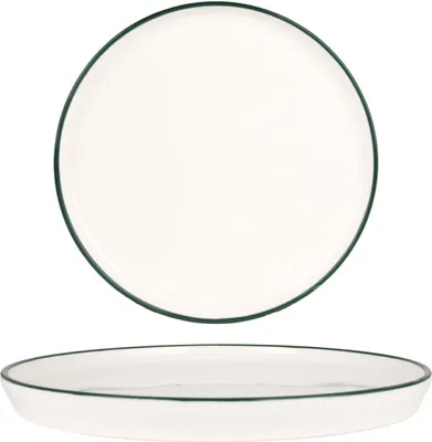 Image de Assiette à dessert Rinart - Bord vert - Porcelaine - 20 cm