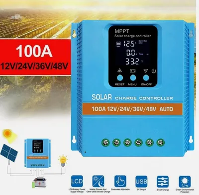 Produktbild von 100A MPPT Solar PV Regler 4800W 12V 24V 36V 48V Solarladeregler Controller LCD