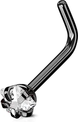 Produktbild von Nasenpiercing Stecker Nasenstecker Stift Nasen Piercing gebogen Zirkonia Stern Kristall L-Form  0,8 mm