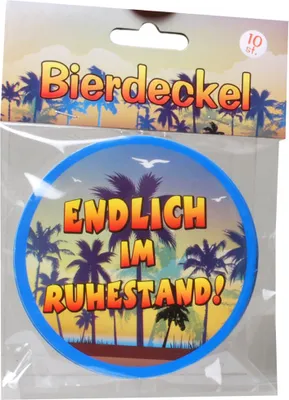 Produktbild von 10 BIERDECKEL ENDLICH IM RUHESTAND Geschenkartikel DEKO Gagartikel Rentner DEK