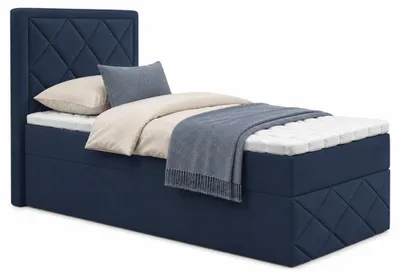 Produktbild von Bett, Boxspringbett DORMI MINI 3, 80x200 cm mit Bettkästen, Topper T25 (Dunkelblau: Itaka 11)