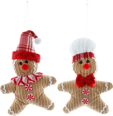 Produktbild von 1/2 Stück Weihnachts-Lebkuchenmann-Puppe, Plüschpuppe, Spielzeug, Lebkuchen-Anhänger, Weihnachtsbaum-Hängedekoration für Kamin-Display-Sets