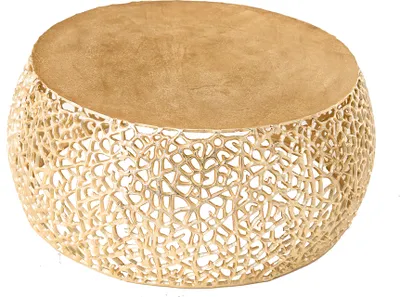 Produktbild von riess-ambiente Runder Couchtisch ABSTRACT LEAF 75cm gold Metall filigrane Vintage Design Beistelltisch Tisch