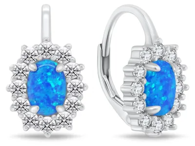 Produktbild von Charmante Silberohrringe mit Zirkonen und blauen Opalen EA1127WB