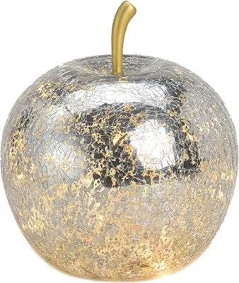 Produktbild von LED Dekolampe Apfel Glas 20er LED Lichterkette Timer Ø16cm silber