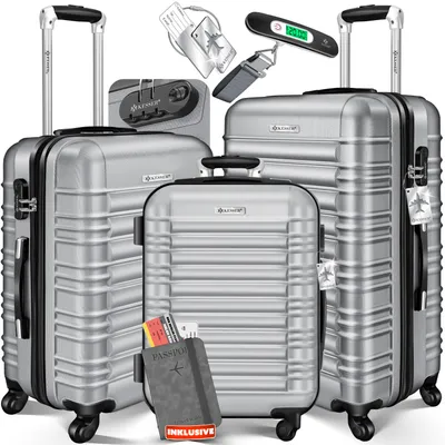 Produktbild von KESSER® 3tlg. Hartschalenkofferset Hartschalenkoffer Reisekoffer Set Reisekofferset Trolley Koffer Inkl. Kofferwaage + Gepäckanhänger Rollkoffer Schloss 4 Rollen ABS-Hartschale Teleskopgriff M-L-XL