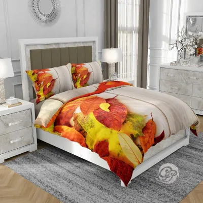 Produktbild von 3D-Bettwäsche aus Baumwollsatin 160 x 200 cm – HERBSTBLÄTTER