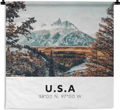 Produktbild von MuchoWow® Wandteppich Wandbehang Amerika - Berge - Schnee 90x90 cm Tapisserie Dekoration Wandtuch - Wandaufhänger