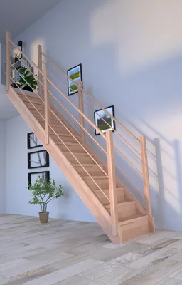 Zdjęcie produktu dla Schody drewniane Mykonos proste - bukowe - drewniane - balustrady - obustronne - z podstopnicami