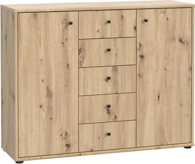 Produktbild von Kommode >Tembi< in Artisan Eiche - 108,8x85,5x34,8cm (BxHxT)