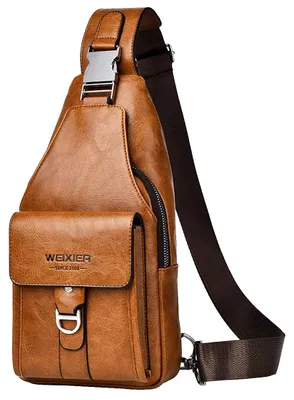 Productafbeelding van A-QMZL Schoudertas voor heren, borstzak, Polyurethanleer, casual tas