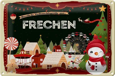 Produktbild von Blechschild Weihnachten Grüße aus FRECHEN 30x20cm