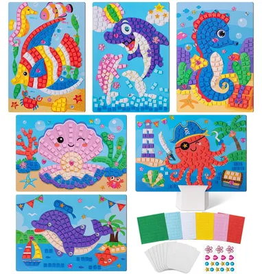 Image de Kit de loisirs créatifs sur le thème de l'océan, idéal pour les filles et les garçons, comprenant 6 pièces, parfait pour le printemps