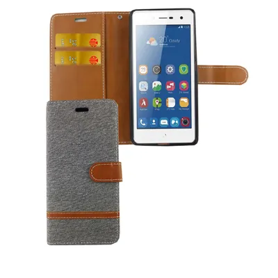 Produktbild von Tasche für ZTE Blade L7 Jeans Cover Handy Schutz Hülle Case Grau