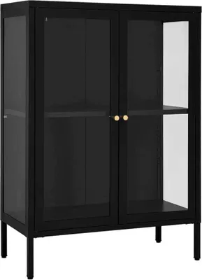 Obrázek produktu pro Příborník černý 75 x 35 x 105 cm ocel a sklo
