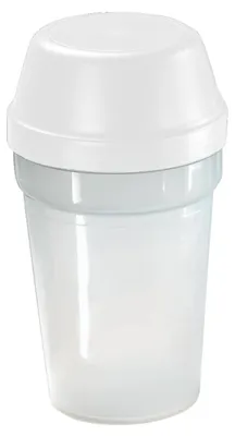 Produktbild von Shaker "Protein" 300 ml – Praktischer Becher mit Drehverschluss für Eiweiß- & Sportgetränke ideal für Fitness & Haushaltszutaten  - transparent/weiß