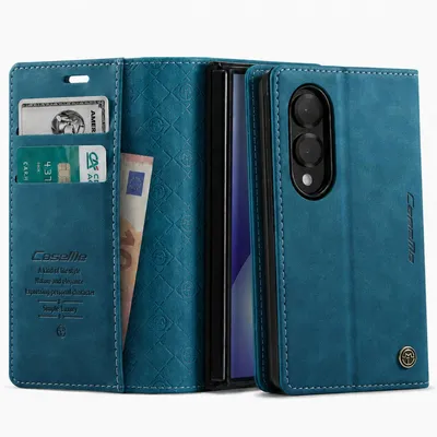Image de CaseMe, coque pour Galaxy Z Fold 8, en simili cuir, avec protection RFID, compartiment pour cartes, fonction support, couleur verte
