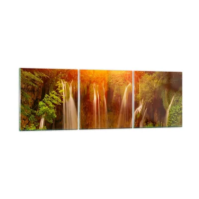 Produktbild von Bilder auf glas - Kroatien nationalpark wasserfall - 120x40cm - Glasbilder - Wandbilder - Kunstdruck - zum Aufhängen bereit - Wanddekoration aus Glas - Glas Bilder - Wandbild auf Glas - GCA120x40-2228