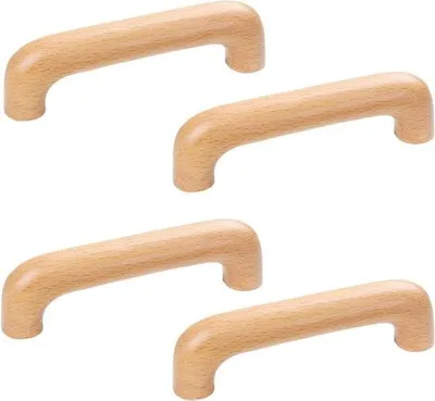 Produktbild von Holzgriffe für Möbel - 4 Stücke, moderne und stilvolle Küchenhändle für Selbstbaudekor