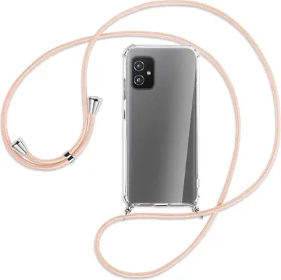 Produktbild von Handykette Backcover-Schutzhülle mit Band (Metall silberfarben) für Asus Zenfone 8 - rose peach