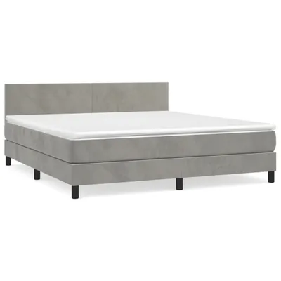 Productafbeelding van vidaXL Boxspringbed met matras, lichtgrijs, 160x200 cm, fluweel