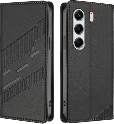 Produktbild von Hülle für Tecno Camon 40 Pro 5G, Kunstleder Brieftaschen Handyhülle mit Kartenfach und Standfunktion Schwarz