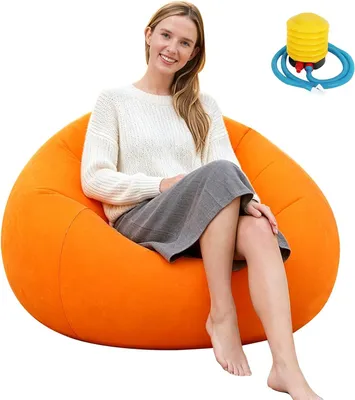 Obrázok produktu pre Nafukovacia vzduchová pohovka 105x105x60 cm, oranžová, pre záhradu