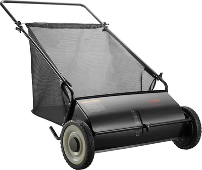 Immagine prodotto di Tosaerba manuale Larghezza di spazzamento 66cm Tosaerba manuale 198L capacità del cesto di raccolta Tosaerba ad aspo 142x81x75cm Tosaerba ad aspo manuale regolabile per spazzare foglie erba tagliata piccoli rami