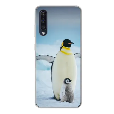 Produktbild von MuchoWow® Handyhülle Schutzhülle Hülle für Samsung Galaxy A50 Kaiserpinguin mit Jungen Silikon Softcase Handy Hülle - Mobiltelefonhülle