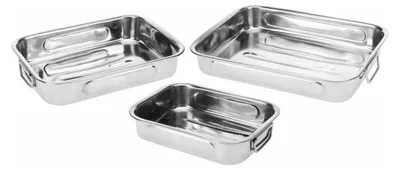 Produktbild von Excellent Houseware 3er Set Bratpfanne/Ofengeschirr aus Edelstahl - Braten von Fleisch - Bratpfanne - Bratpfanne