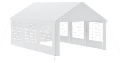 Image de Tente de fête - Tente pour événements - Pavillon - Tente de jardin - Abri - 4x6 mètres, blanc et gris - Toit en PE résistant à l'eau