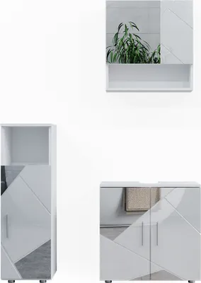 Produktbild von Badmöbel-Set Vicco Irma Weiß Hochglanz mit Einsätzen 3 Teile, Model 39665