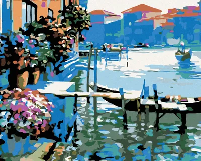 Produktbild von Zuty - Malen nach Zahlen - FLACHBOOT AM HAUS, 40x50 cm, ohne Keilrahmen