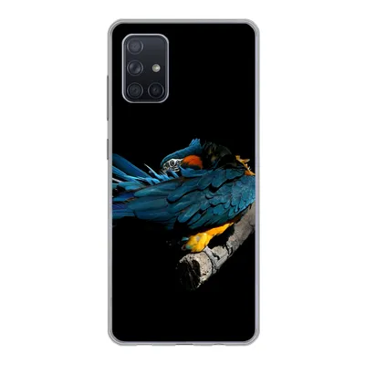 Produktbild von MuchoWow® Handyhülle Schutzhülle Hülle für Samsung Galaxy A51 Vogel - Federn - Zweig - Schwarz Silikon Softcase Handy Hülle - Schutzabdeckung