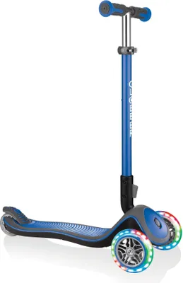 Produktbild von GLOBBER ELITE DELUXE LIGHTS – Tretroller Kinder, 120/80 mm, ABEC 5, 3-rädrig, höhenverstellbar, LED-Rollen, dunkelblau