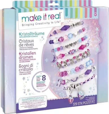 Image de Coffret Bijoux Cristaux De Reve Envoutants Make It Real Lansay, Fabrication de bijoux enfants, 319 perles scintillantes, 8 bracelets, Dès 8 ans