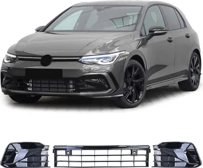 Image de Grille pare-chocs noir brillant GAUCHE + DROITE + CENTRE pour VW Golf 8 VIII GTI