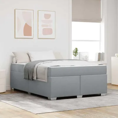 Zdjęcie produktu dla Maison Exclusive – rama łóżka z materacem Jasnoszary 140 x 200 cm Tkanina