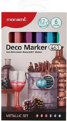 Zdjęcie produktu dla Marker akrylowy MONAMI Deco Marker 463 XF, 6szt metaliczny