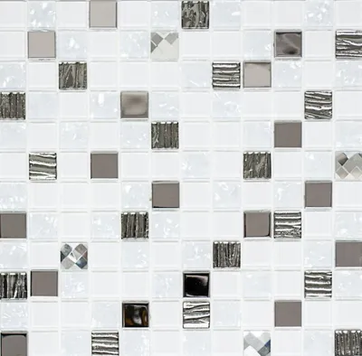 Produktbild von Mosaikfliese selbstklebend Transluzent Edelstahl weiß Glasmosaik Crystal Stahl weiß Glas MOS200-4CM24