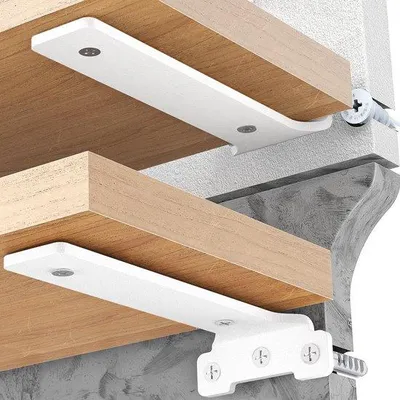 Produktbild von Metallische Plattenhalter mit Verdecktem Design für Schwerlast, 70 kg Tragfähigkeit, 25 cm, Weiss