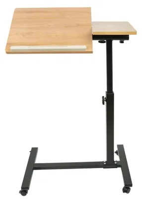 Produktbild von Betttisch höhenverstellbar mit Rollen, zusammenklappbar, Holz, 60 x 34,5 x 58-90 cm